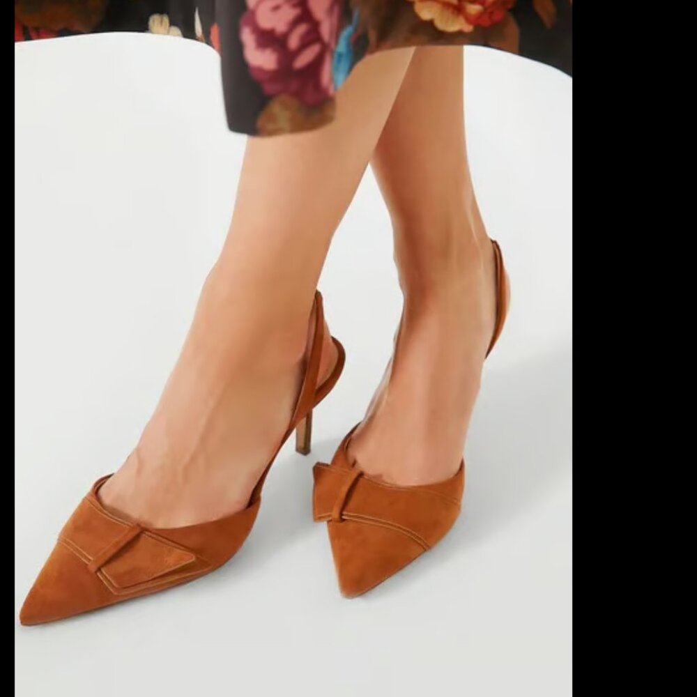 Veronica Beard Brown Suede Pointed-Toe Slingback Heels - Picture 9 of 9
